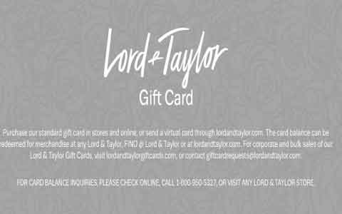 Lord & Taylor (Online Only) Gift Cards